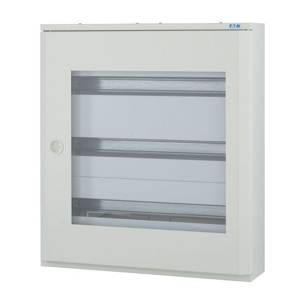 Complete surface-mounted flat distribution board with window, white, 24 SU per row, 3 rows, type P image 1