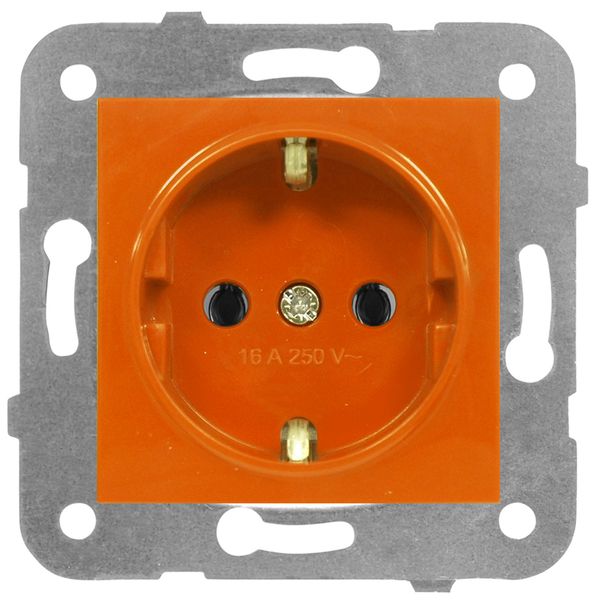 Socket outlet, orange color, cage clamps image 1