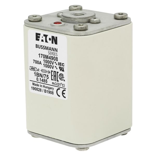 Fuse-link, high speed, 700 A, AC 1000 V, size 1, 53 x 53 x 75 mm, aR, IEC, single indicator image 4