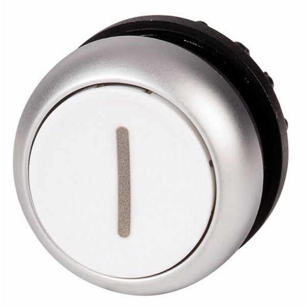 Pushbutton, RMQ-Titan, Flat, momentary, White, inscribed, Bezel: titanium image 1