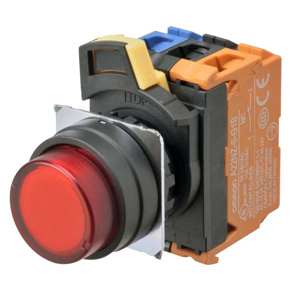 Pushbutton A22NL 22 dia., bezel plastic, projected, momentary, cap col A2223118F image 3