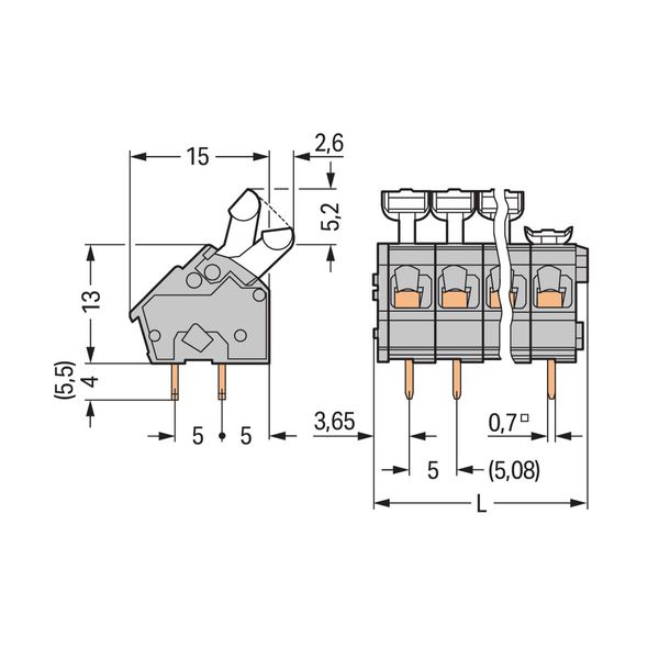 PCB terminal block push-button 2.5 mm² gray image 2