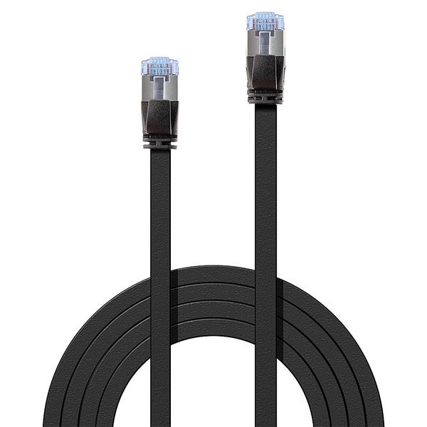 3m Cat.6A U/FTP Flat Network Cable, Black RJ45, M/M, 500MHz, copper, 32AWG image 2