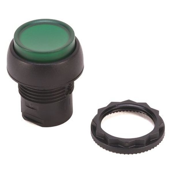 Allen-Bradley, 800FP-LE3, 800F Momentary Push Button -  Plastic, Illuminated, Extended, Green image 1