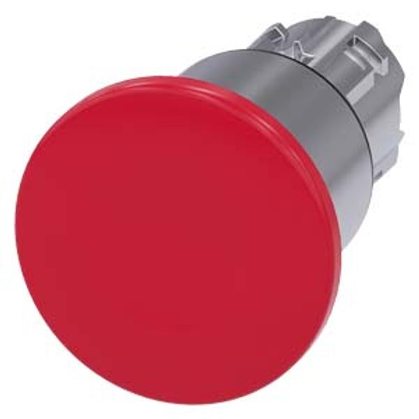 3SU1050-1EA20-0AA0-Z Y11 Mushroom pushbutton, 22 mm, round, metal, shiny, red, 40 mm, 3 switch positions, latches after pushing in, unlatches by pull-to-unlatch mechanism to center image 1