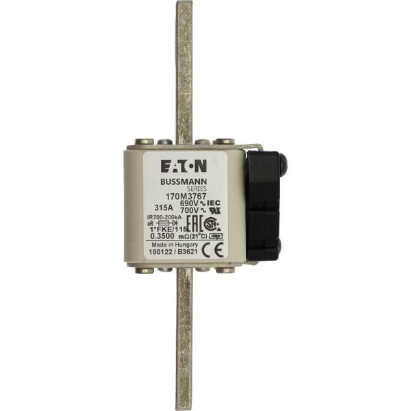 Fuse-link, high speed, 315 A, AC 690 V, compact size 1, 45 x 59 x 148 mm, aR, IEC, UL, single indicator image 15