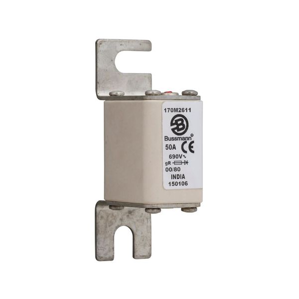 Fuse-link, high speed, 50 A, AC 690 V, DIN 00, 30 x 51 x 100 mm, gR, DIN, IEC, single indicator image 12