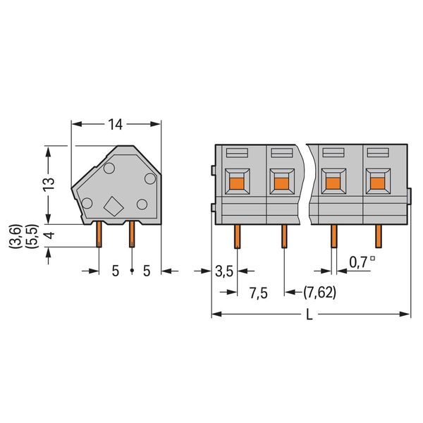PCB terminal block 2.5 mm² Pin spacing 7.5/7.62 mm light gray image 3