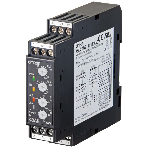 Monitoring relay 22.5mm wide, Single phase over or under current 0.1 t image 3