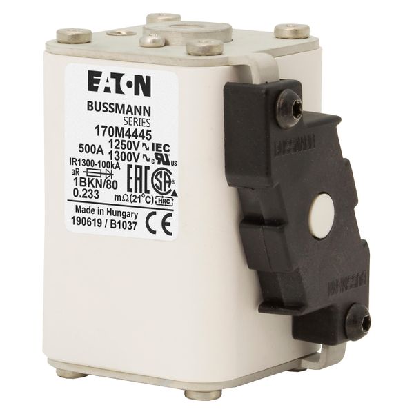 Fuse-link, high speed, 500 A, AC 1250 V, size 1, 53 x 69 x 80 mm, aR, IEC, UL, single indicator image 5