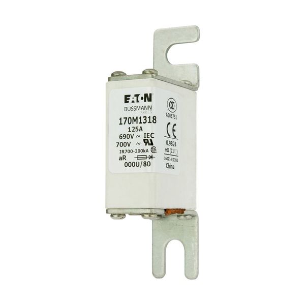 Fuse-link, high speed, 125 A, AC 690 V, DIN 000, 21 x 40 x 100 mm, aR, DIN, IEC image 8