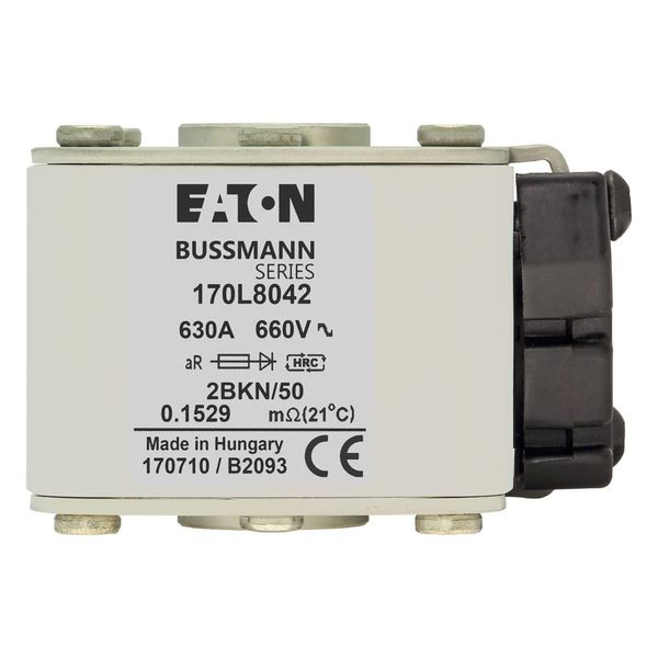 Fuse-link, high speed, 630 A, AC 660 V, Size 2, 59 x 77 x 50 mm, aR, IEC, single indicator image 15