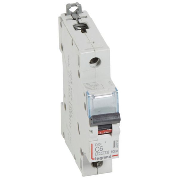 DX³6000 10kA high inlet and low outgoing screw circuit breaker 1P 230V~ to 400V~ - 6A - curve C - 1 module image 1