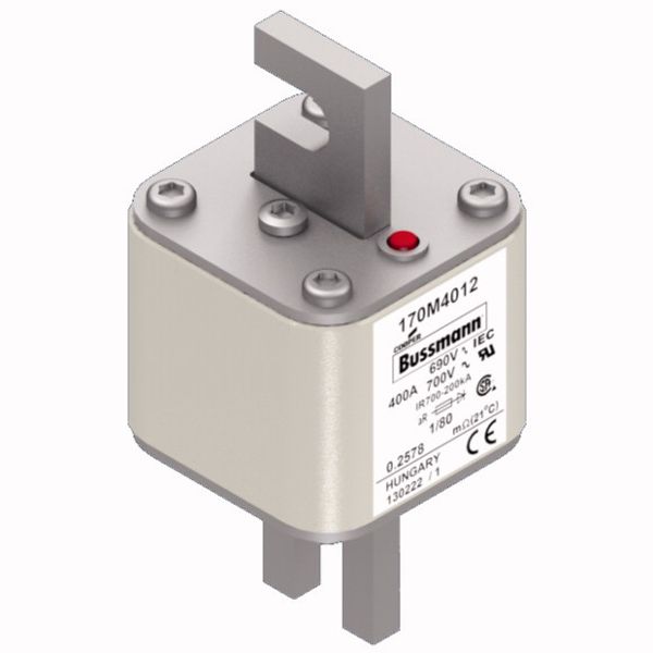 Fuse-link, high speed, 400 A, AC 690 V, DIN 1, 53 x 53 x 108 mm, aR, DIN, IEC, single indicator image 3