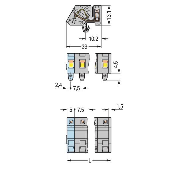 1-conductor female connector, angled CAGE CLAMP® 2.5 mm² gray image 3