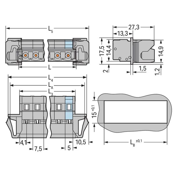 1-conductor male connector CAGE CLAMP® 2.5 mm² gray image 3