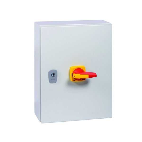 Switch-disconnector, DMM, 160 A, 4 pole, Emergency switching off function, With red rotary handle and yellow locking ring, in steel enclosure image 15