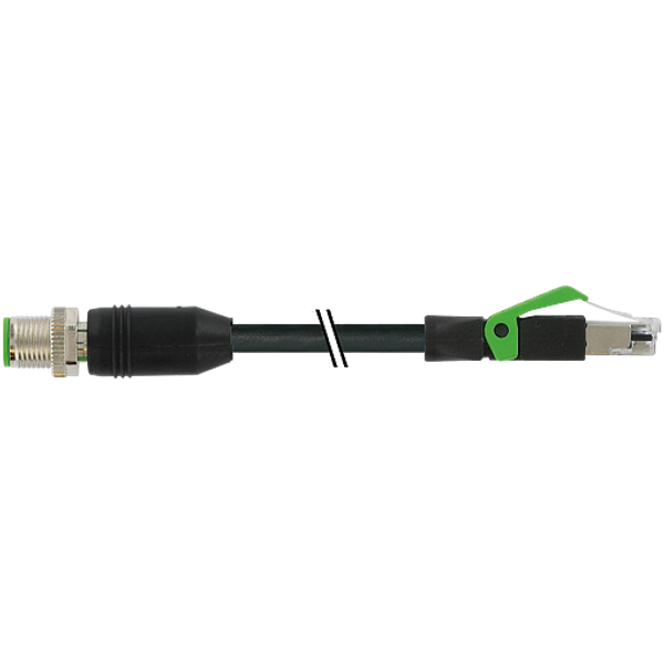 M12 male 0°/RJ45 male 0° D-cod. RADOX EM 104 4xAWG22 shielded bk 1m image 1