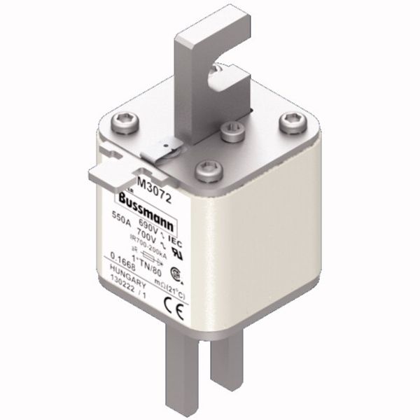 Fuse-link, high speed, 550 A, AC 690 V, compact DIN 1, 45 x 58 x 104 mm, aR, DIN, IEC, single indicator image 2