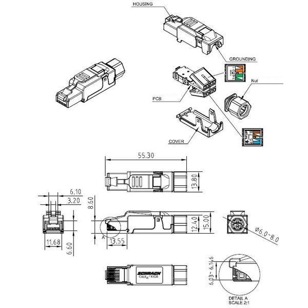 RJ45 plug C6a STP, on-site installable,f.solid wire,straight image 11