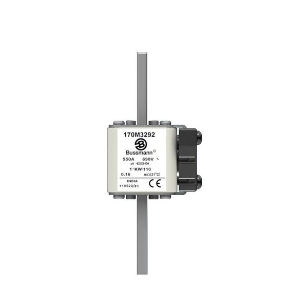 Fuse-link, high speed, 550 A, AC 690 V, compact size 1, 45 x 60 x 140 mm, aR, DIN, IEC, single indicator image 5