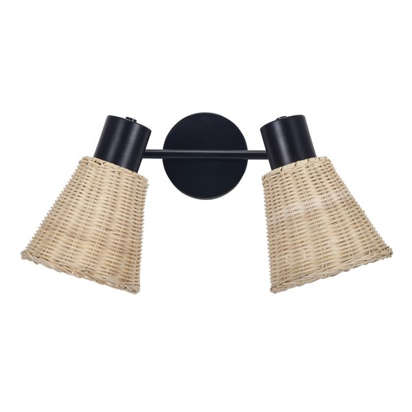 DE-0220-NAT Ceiling fixture IP20 NATURE E27 15W Black Natural rattan image 1