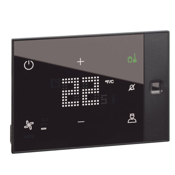 Ux One 24V touch screen thermostat for hotel room heating and air conditioning management - customizable recessed image 1