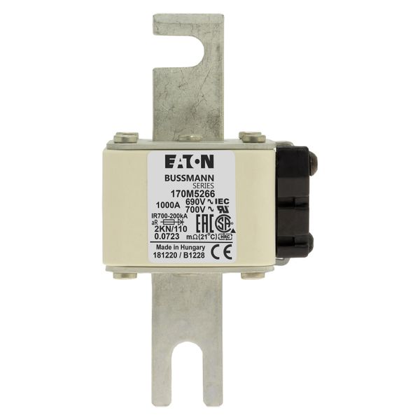 Fuse-link, high speed, 1000 A, AC 690 V, DIN 2, 61 x 77 x 138 mm, aR, DIN, IEC, single indicator image 8