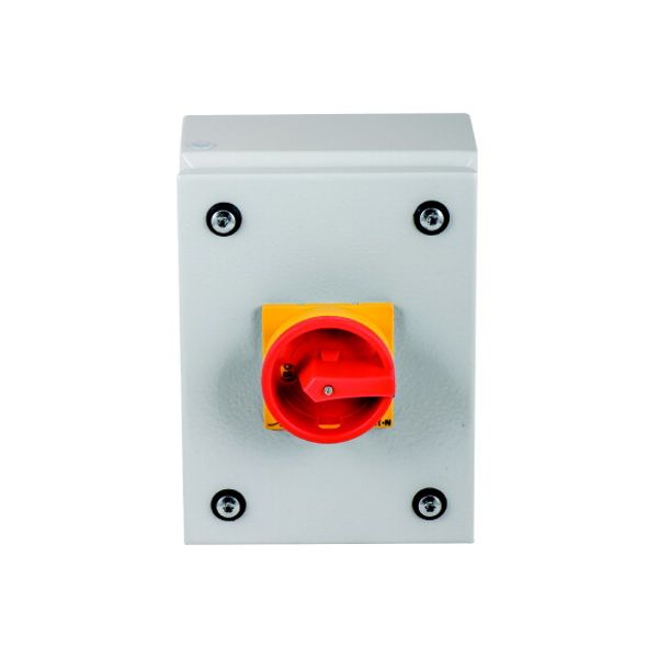 Main switch, T0, 20 A, surface mounting, 2 contact unit(s), 3 pole + N, Emergency switching off function, With red rotary handle and yellow locking ri image 2