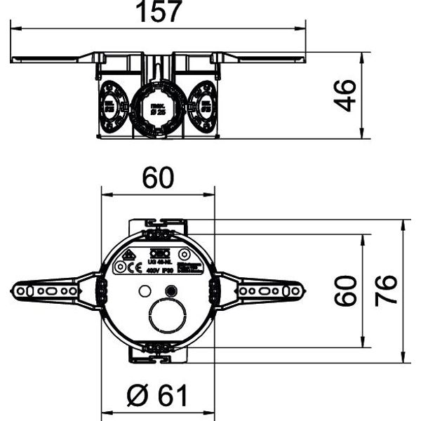 UG 46-NL UP Flush-mounted device box with nail straps ¨60mm, H46mm image 2