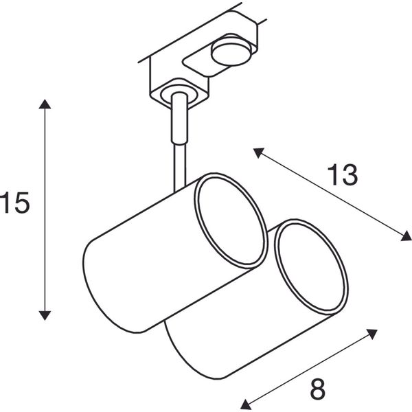 BIMA II lamp head, GU10, max. 2x50W, +3P.adapter, matt white image 3