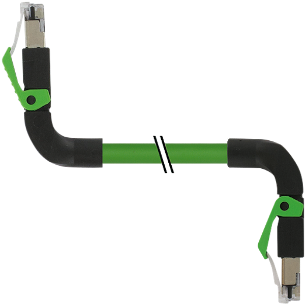 RJ45 90° up/RJ45 90° down PUR 1x4xAWG22 shielded gn+dragch 0.3m image 1
