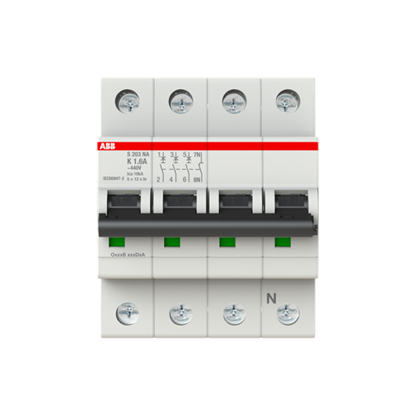 S203-K1.6NA Miniature Circuit Breaker - 3+NP - K - 1.6 A image 3