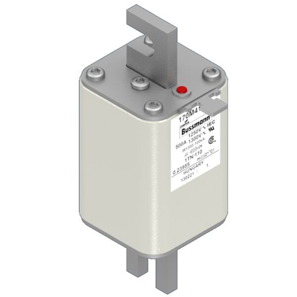 Fuse-link, high speed, 500 A, AC 1250 V, size 1, 53 x 66 x 138 mm, aR, DIN, IEC, single indicator image 3