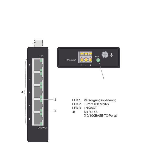 Industrial-ECO-Switch 5-port 100Base-TX black image 5