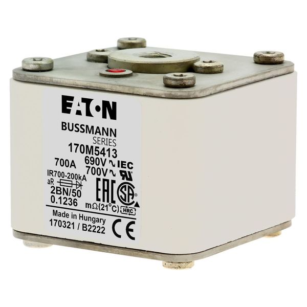 Fuse-link, high speed, 700 A, AC 690 V, size 2, 61 x 77 x 51 mm, aR, IEC, UL, single indicator image 3