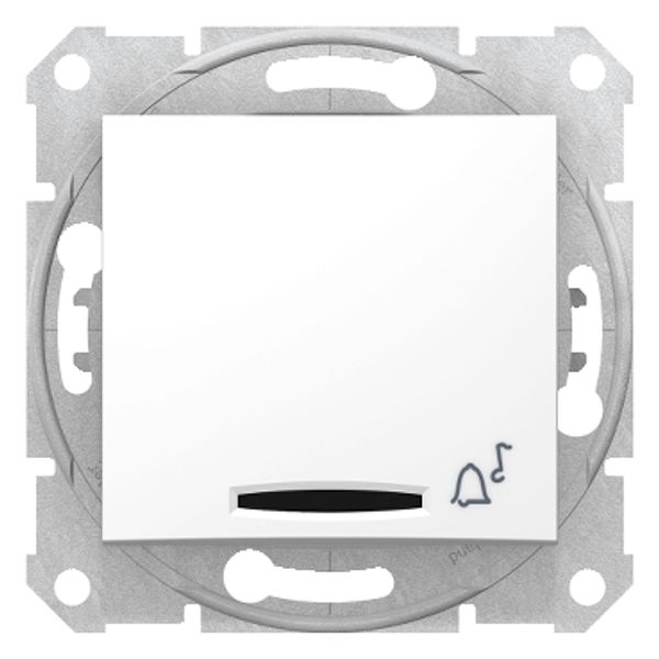 Sedna - 1pole pushbutton - 10A locator light, bell symbol, without frame white image 1