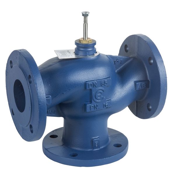 VG311F Globe Valve, 3-Way, DN80, Flanged, Kvs 100 m³/h, Cast Iron Body and Seat, Brass Plug. image 1