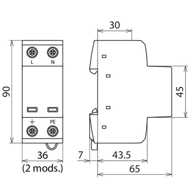 Appl.-opt. combined arrester DEHNshield type 1+2 for single-phase TN s image 2