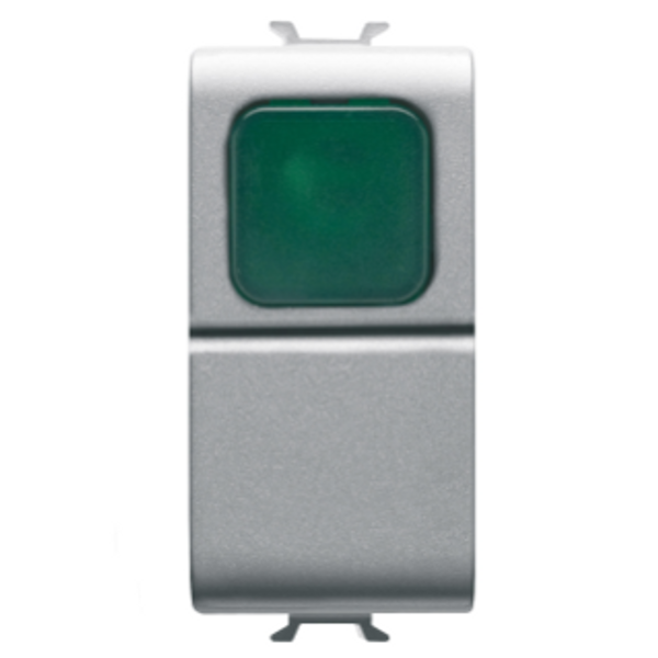 PUSH-BUTTON 1P 250V ac - NO 16A -  GREEN DIFFUSER - 1 MODULE - TITANIUM - CHORUSMART image 1