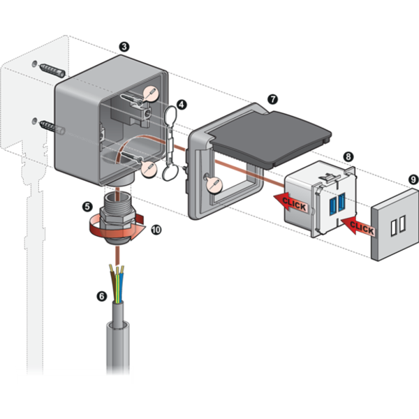 Adapter frame with hinged lid suitable for 45 x 45 mm functions in spl image 4