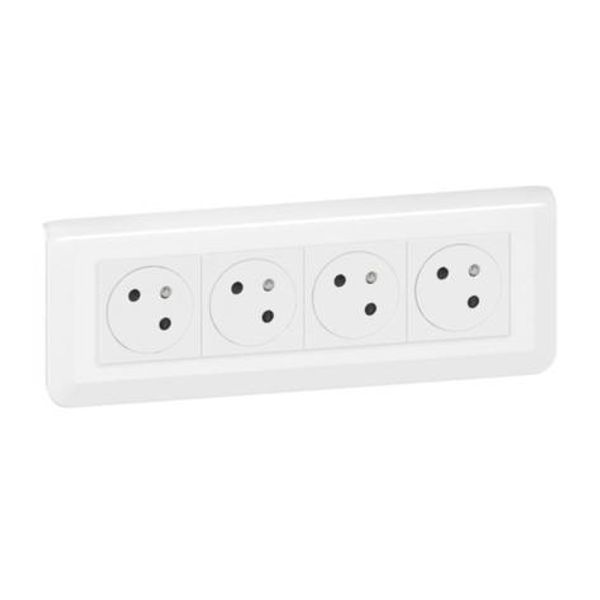 Mosaic Link pre-wired quadruple power socket kit 4X2P+E white auto terminal surface + Box image 1