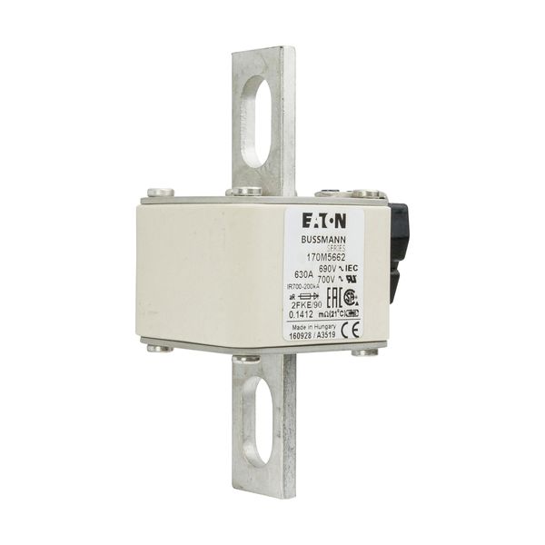 Fuse-link, high speed, 630 A, AC 690 V, size 2, 61 x 77 x 135 mm, aR, IEC, UL, type K indicator, 90 mm centres image 14