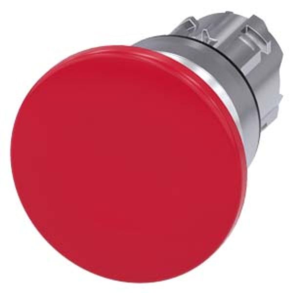 Mushroom pushbutton, 22 mm, round, metal, shiny, red, 40 mm, momentary contact type, Z=50-unit packaging image 1