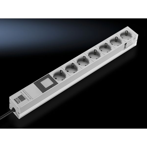 DK Socket strip, CEE 7/3 (type F), 7-way, 230 V (AC), 16 A, LHD: 482,6x45x50 mm image 1