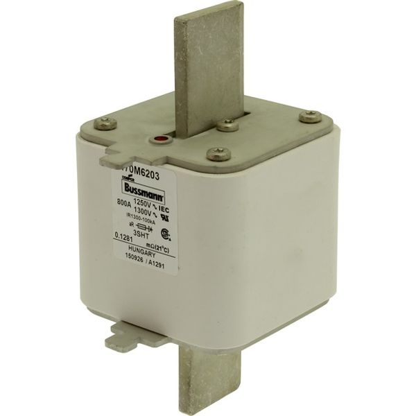 Fuse-link, high speed, 800 A, AC 1250 V, size 3, 76 x 76 x 150 mm, aR, IEC, single indicator image 2