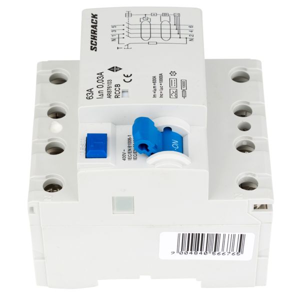 Residual Current Circuit Breaker 10kA, 63A, 4-pole, 30mA, B image 8