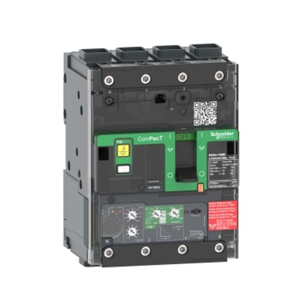 Circuit breaker, ComPacT NSXm 100E, 16kA/415VAC, 4 poles, MicroLogic 4.1 trip unit 50A, EverLink lugs image 2