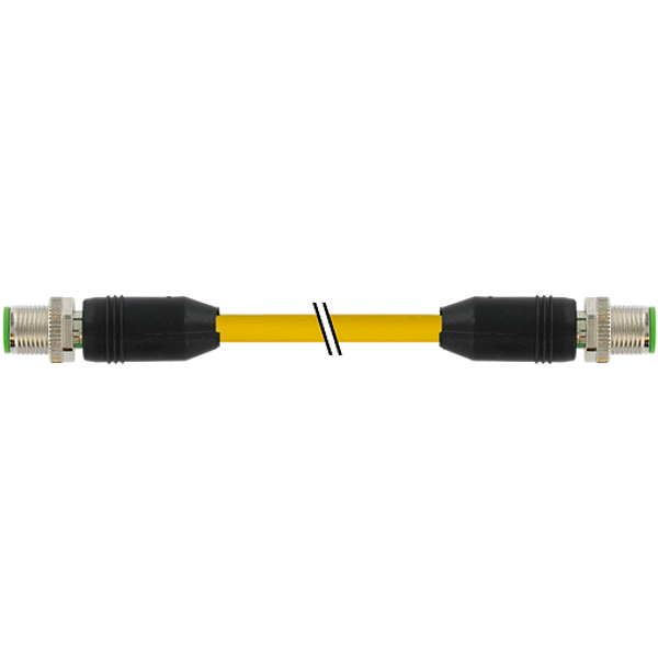 M12 male 0°/M12 male 0° D-cod. PUR 1x4xAWG22 shielded ye+drag-ch 0.5m image 1