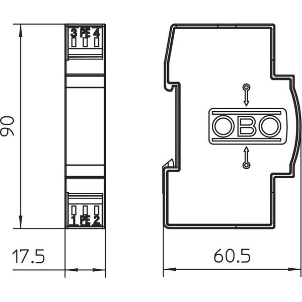 FRD 48 Lightning barrier with decoupling resistance 48V AC image 2